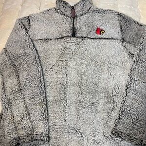 Pressbox Faux Fur Sherpa Jacket University of  Louisville Logo  size M